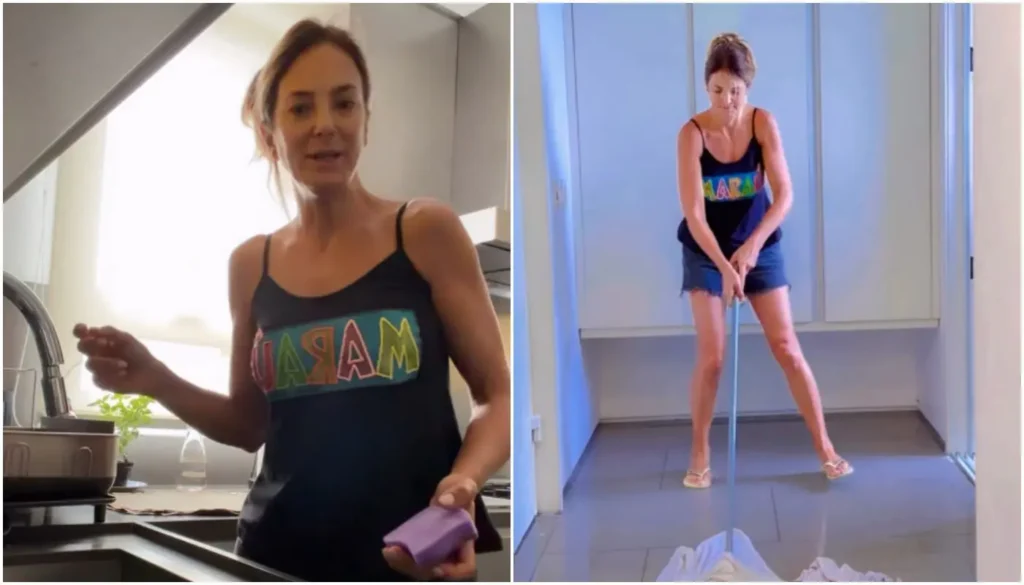 Ticiane Pinheiro mostra dia de faxina como forma de terapia