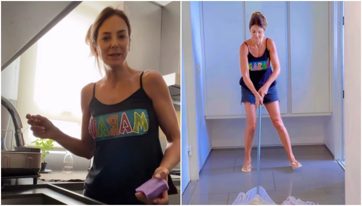 Ticiane Pinheiro mostra dia de faxina como forma de terapia