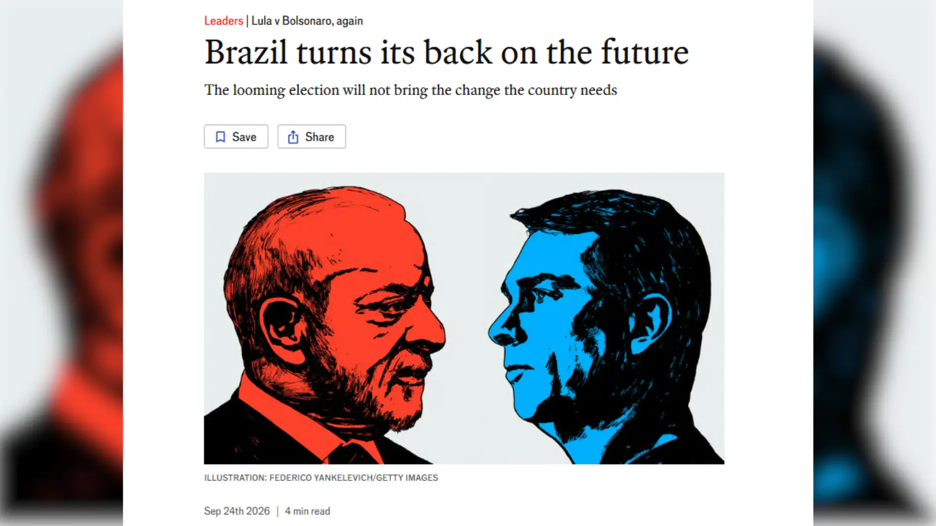 Economist diz que, entre Lula e Flávio, Brasil ignora progresso.