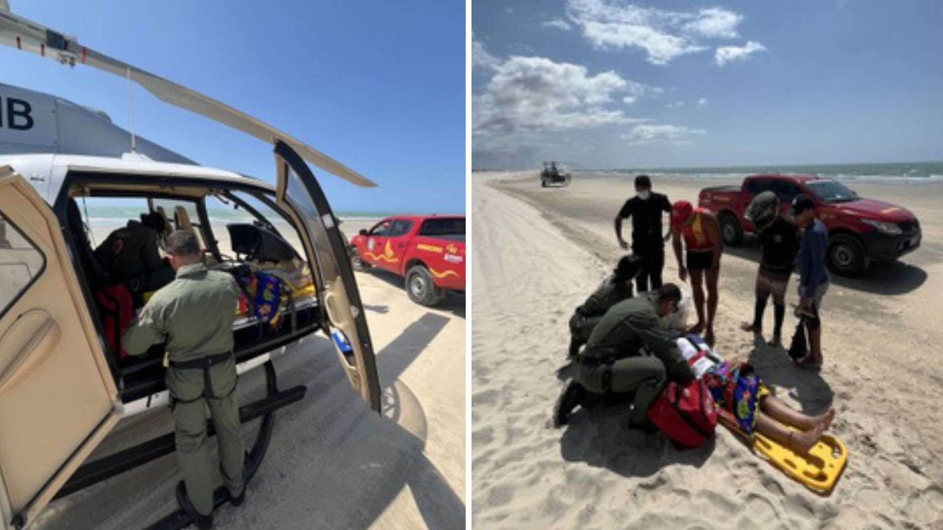 Helicóptero resgata turista após acidente com quadriciclo em Jeri