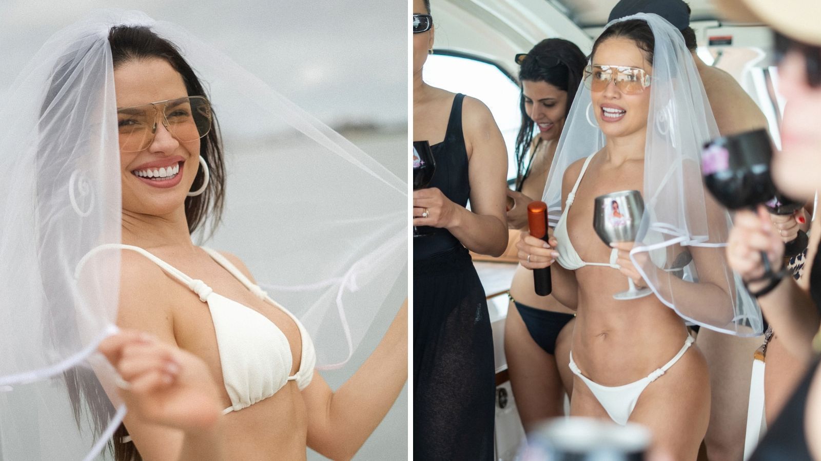 De véu e biquíni, Juliette compartilha sua despedida de solteira