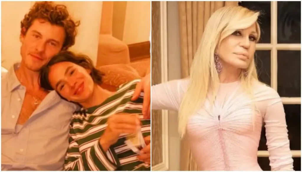 Marquezine e Shawn Mendes assistem desfile com Donatella Versace