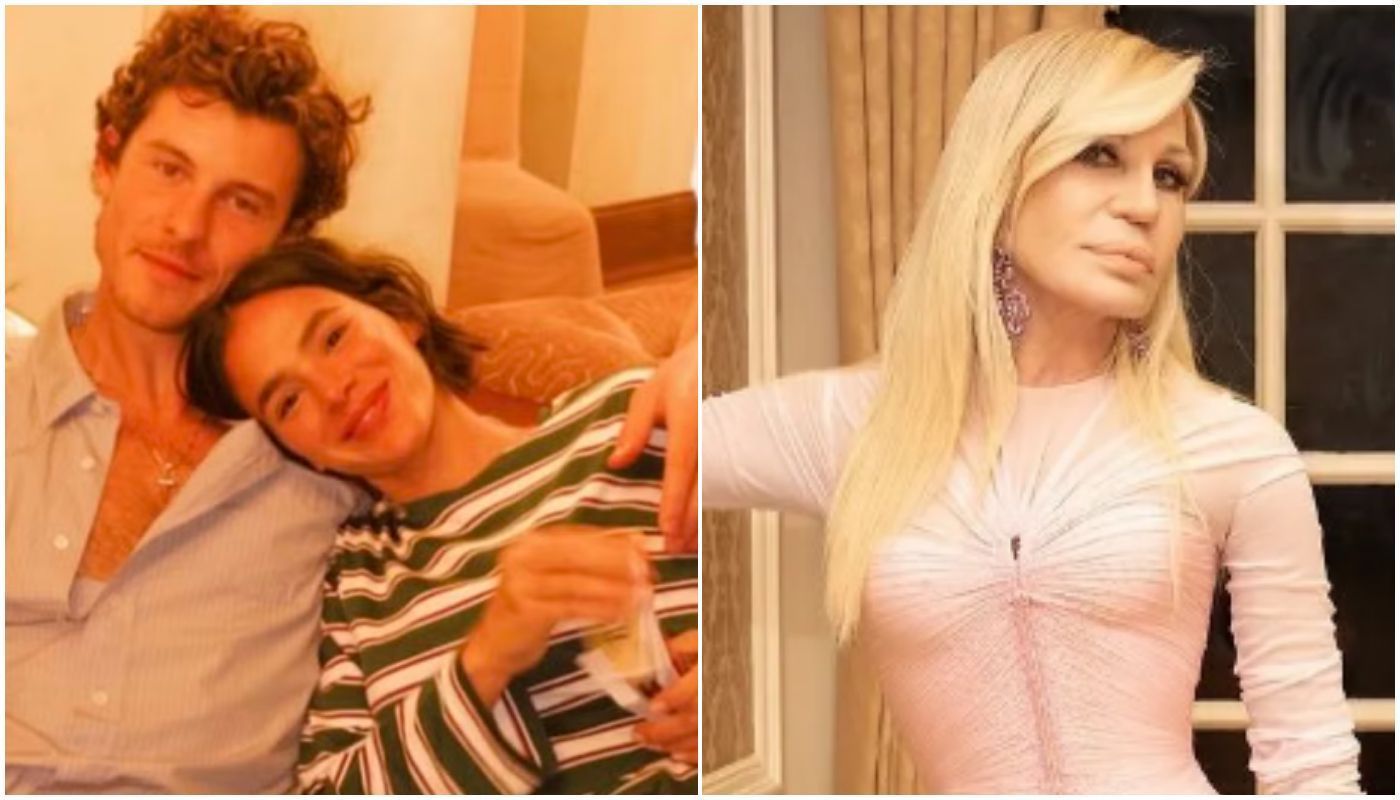 Marquezine e Shawn Mendes assistem desfile com Donatella Versace