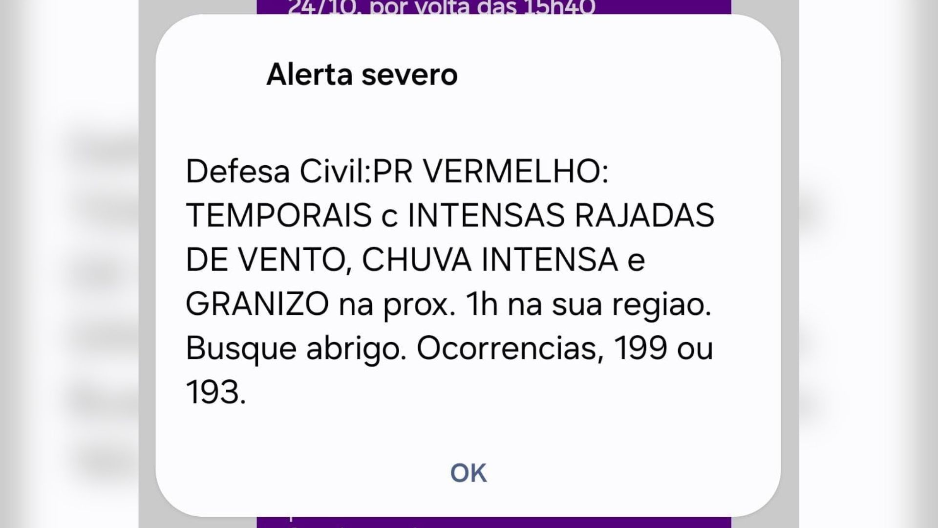 Defesa Civil do Paraná emite alerta vermelho para chuvas fortes